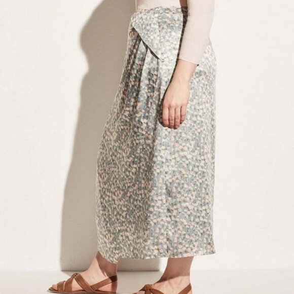 Vince Carnation Asymmetric Cascade Drape Midi Skirt in Blue Fog - Picture 3 of 11